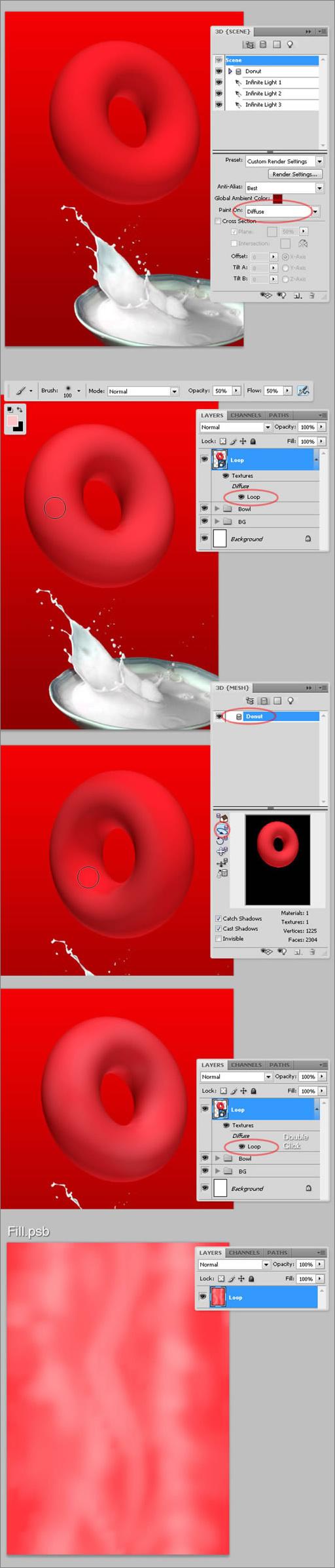 Photoshop CS4的3D工具绘制甜麦圈包装袋