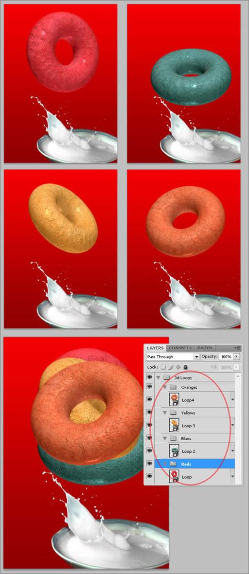 Photoshop CS4的3D工具绘制甜麦圈包装袋