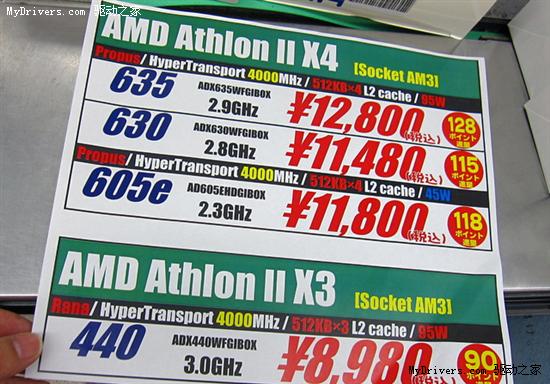 新款高频版Athlon II X4/X3/X2先行上市