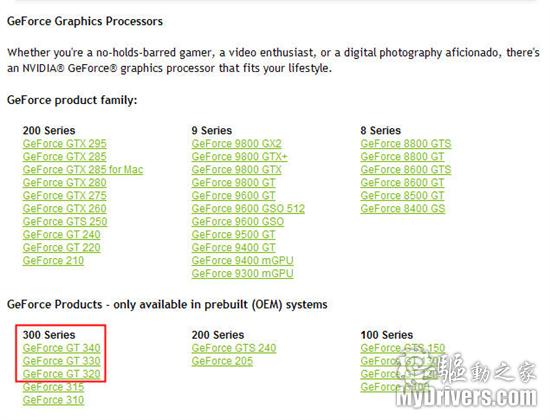 NVIDIA发布三款GeForce 300系列OEM显卡