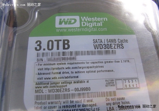 跨越2.19TB门槛：西部数据3TB、2.5TB绿盘上市