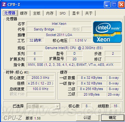 3GHz/150W：八核心十六线程Sandy Bridge-EP再曝光