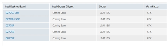 Intel官方发布六款Z77、H77原厂主板